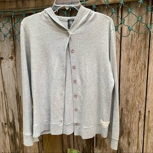 DKNY JEANS HOODIE SWEATER BUTTON DOWN SIZE SMALL COLOR: GRAY. 100% cotton
